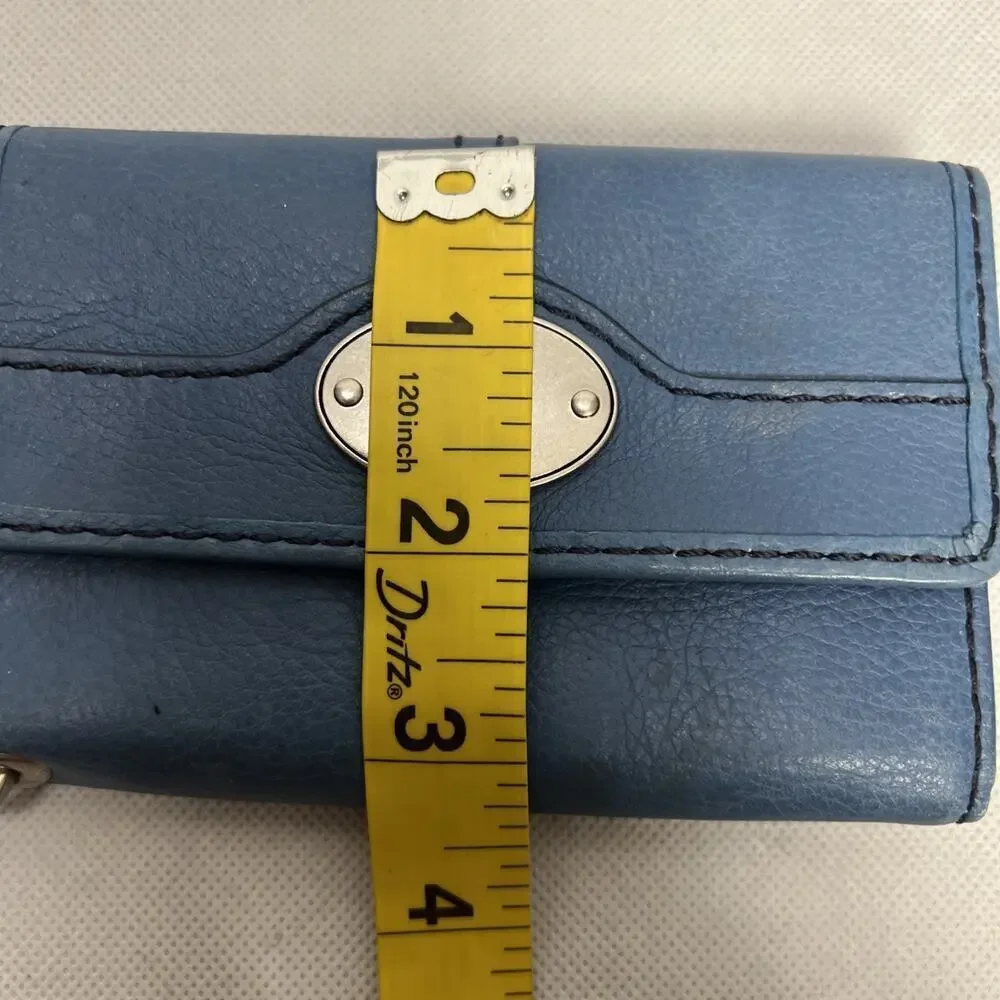 Fossil Keyhole Leather Bi Fold Blue Wallet